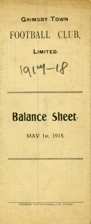 GTFC 1917/18 Balance Sheet GTFC Heritage